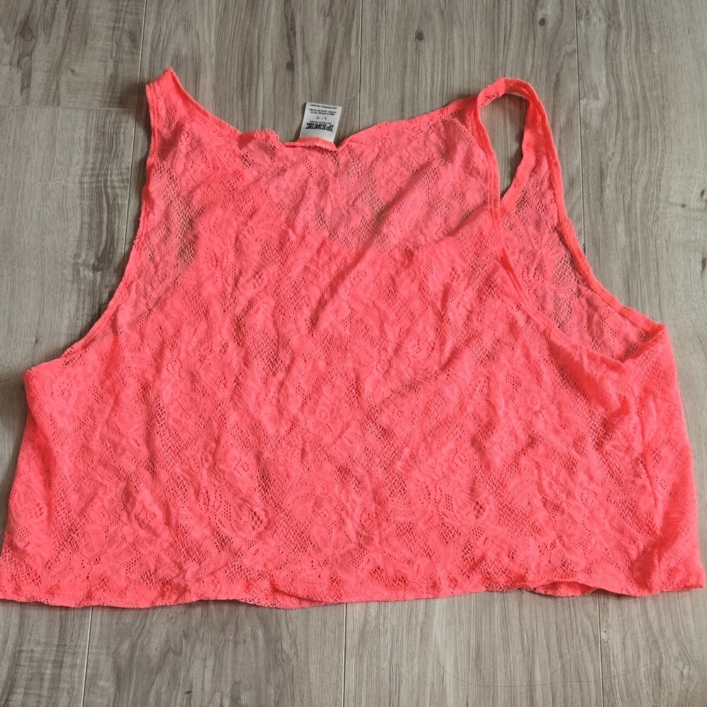 Neon Pink Lace Crop Top